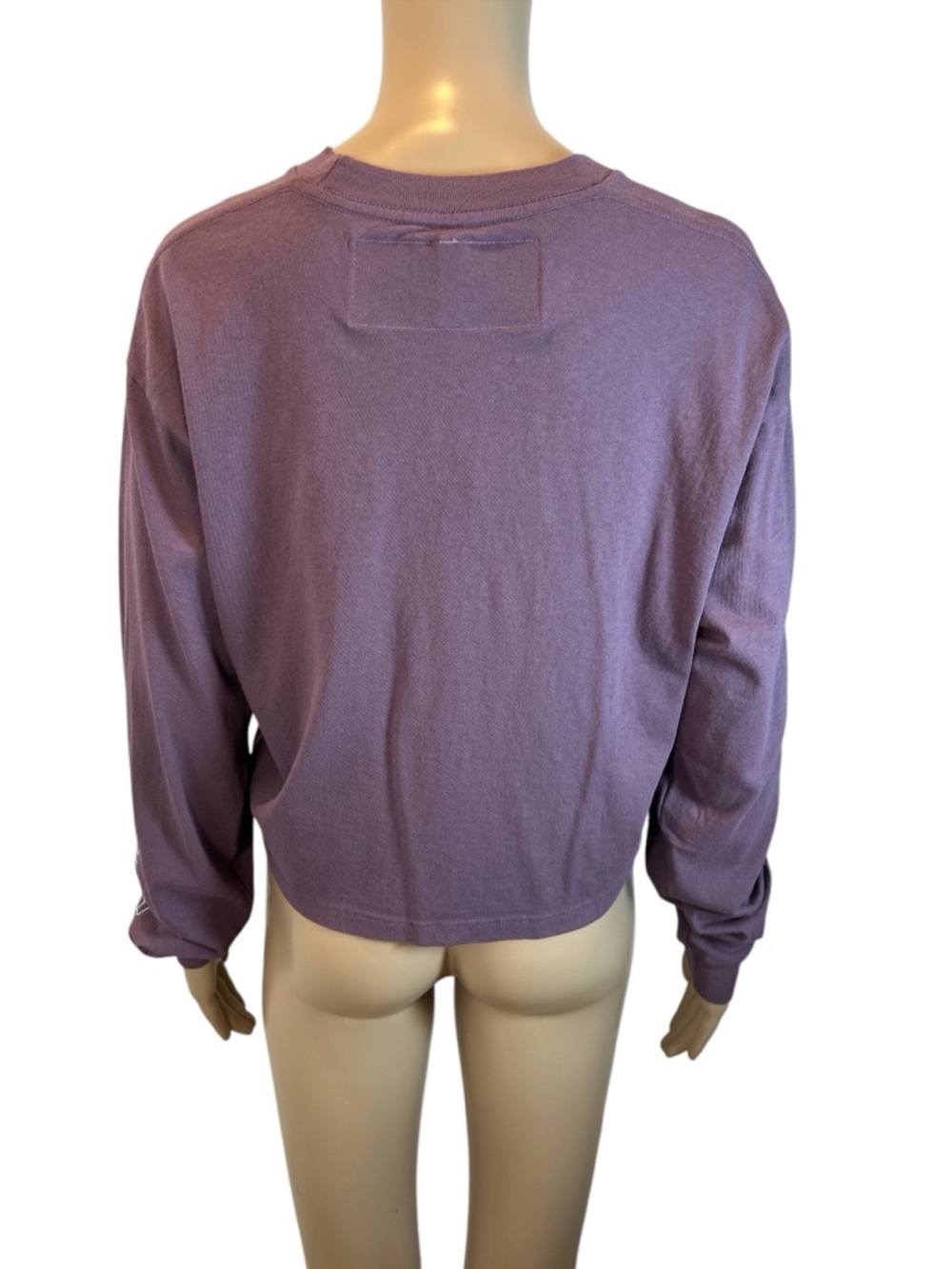 MOTHER Twister Women's Cropped Lavender Long-Sleeve Crewneck Top - Picture 4 of 4